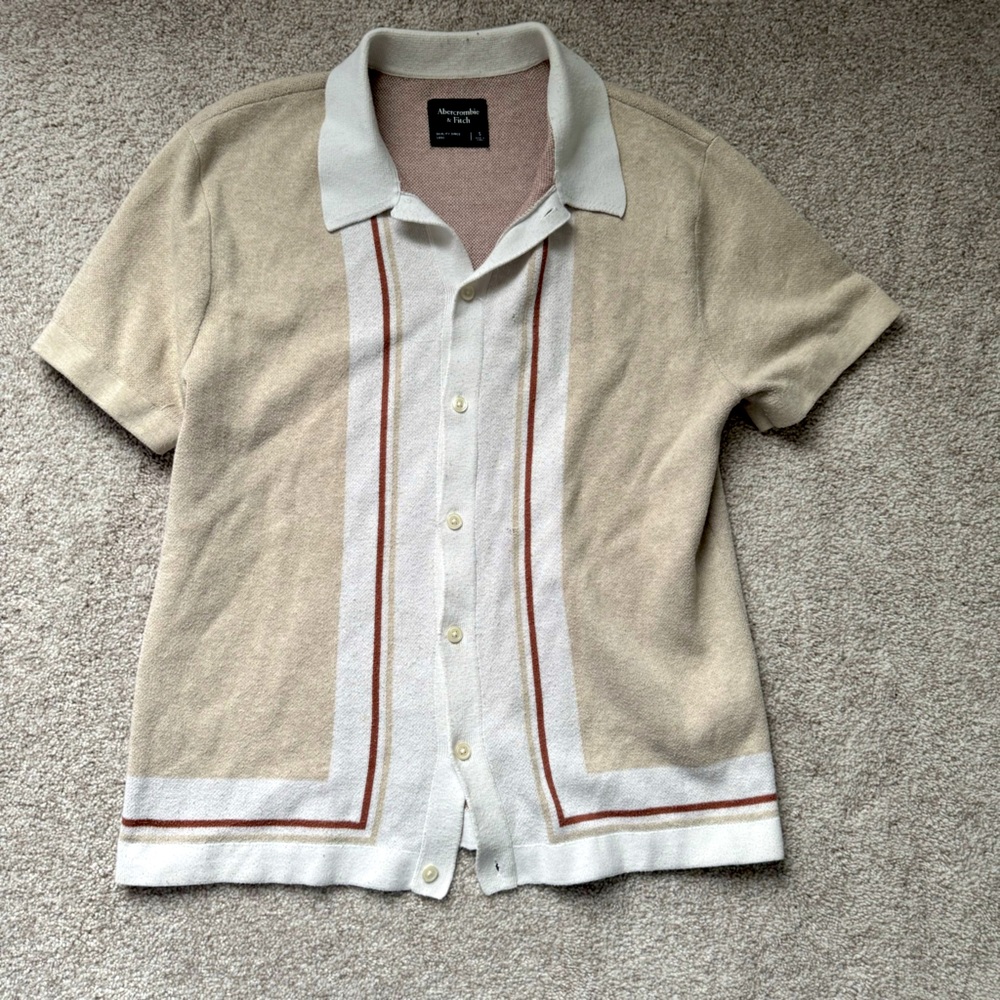 Abercrombie & Fitch - Cream Sweater Polo - Small